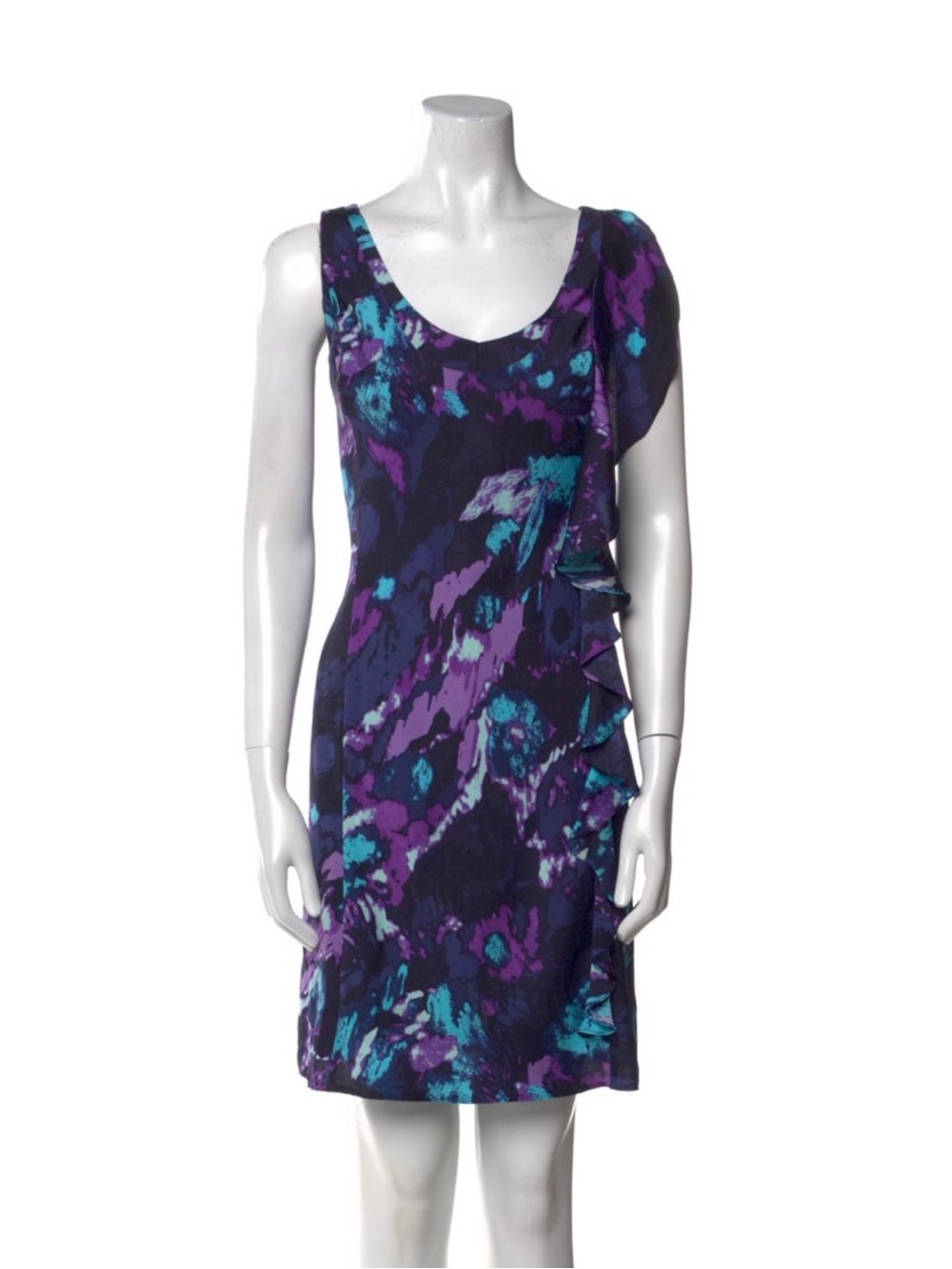 Tory Burch Purple One-Shoulder Floral Ruffle Dress // Size M